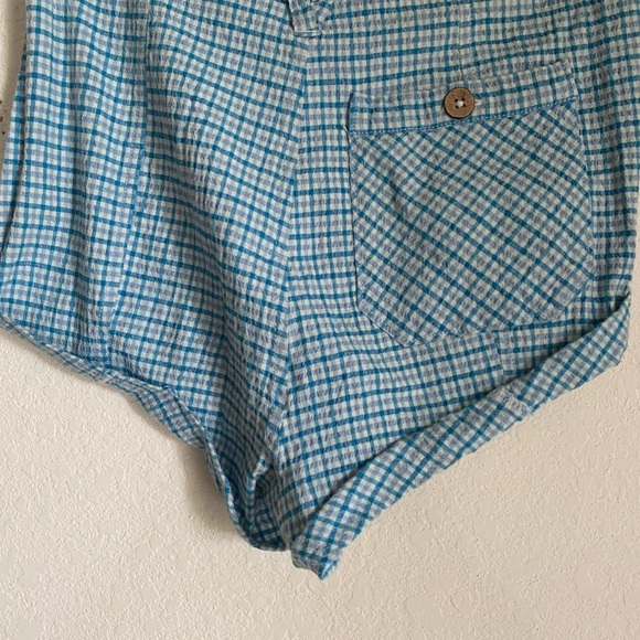 Free People Checked Out Plaid Micro Brief Style Retro Linen Blend Boho Shorts 4 - Picture 12 of 14